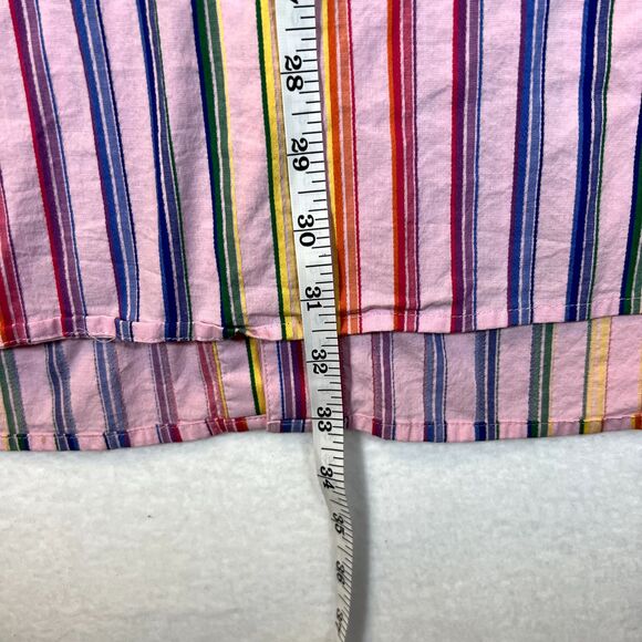 Roamans Button Up Collar Shirt Women’s 34W Pink Rainbow Vertical Stripe See Pics - Picture 5 of 6